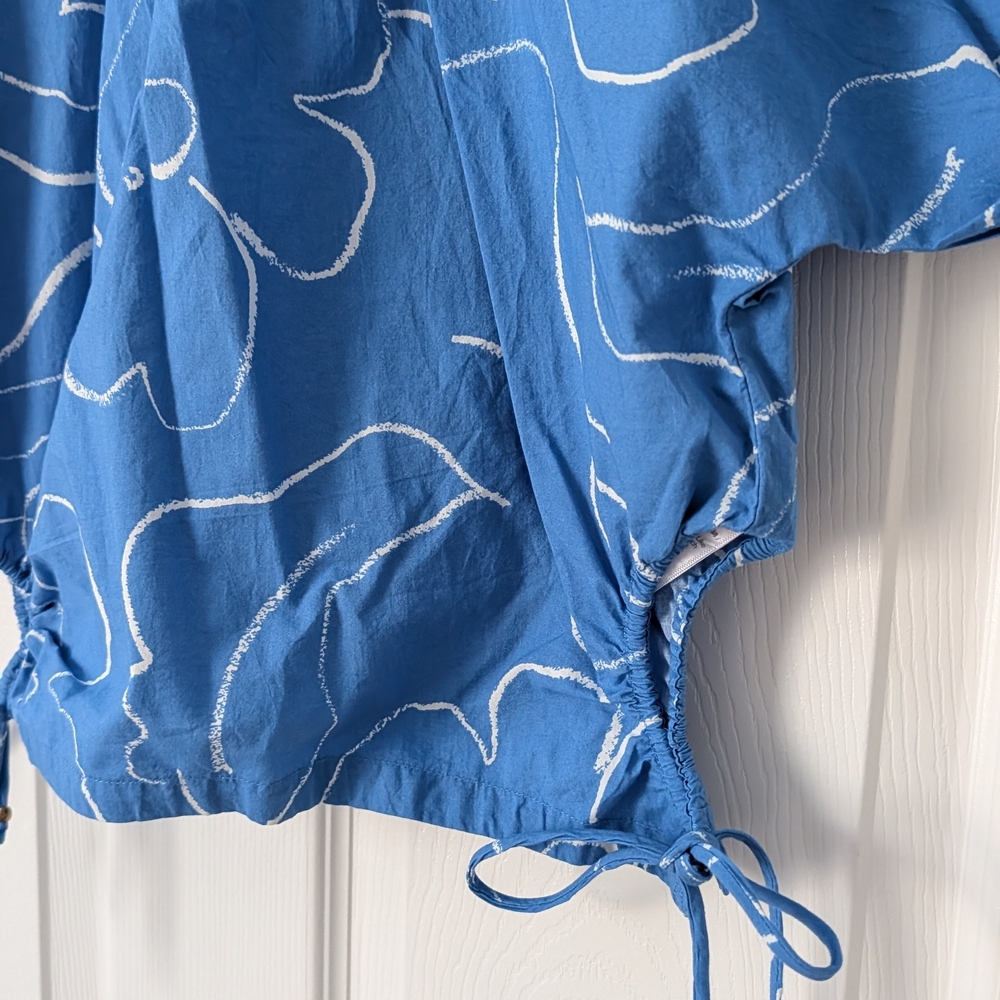 Madewell Blue Floral Poplin Blouse with Drawstring - Picture 4 of 5